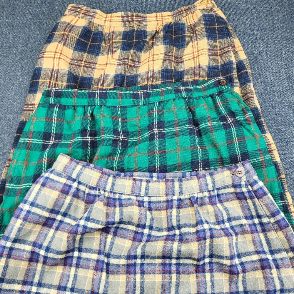 Lot of 3 Vintage Pendleton 100% Virgin Wool Plaid Skirts Size 8 10 Made in USA